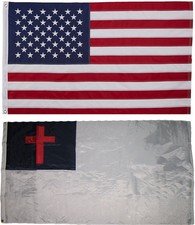 USA and Christian Flag 3x5 EMBROIDERED 2 double sided Flag Wholesale Lot