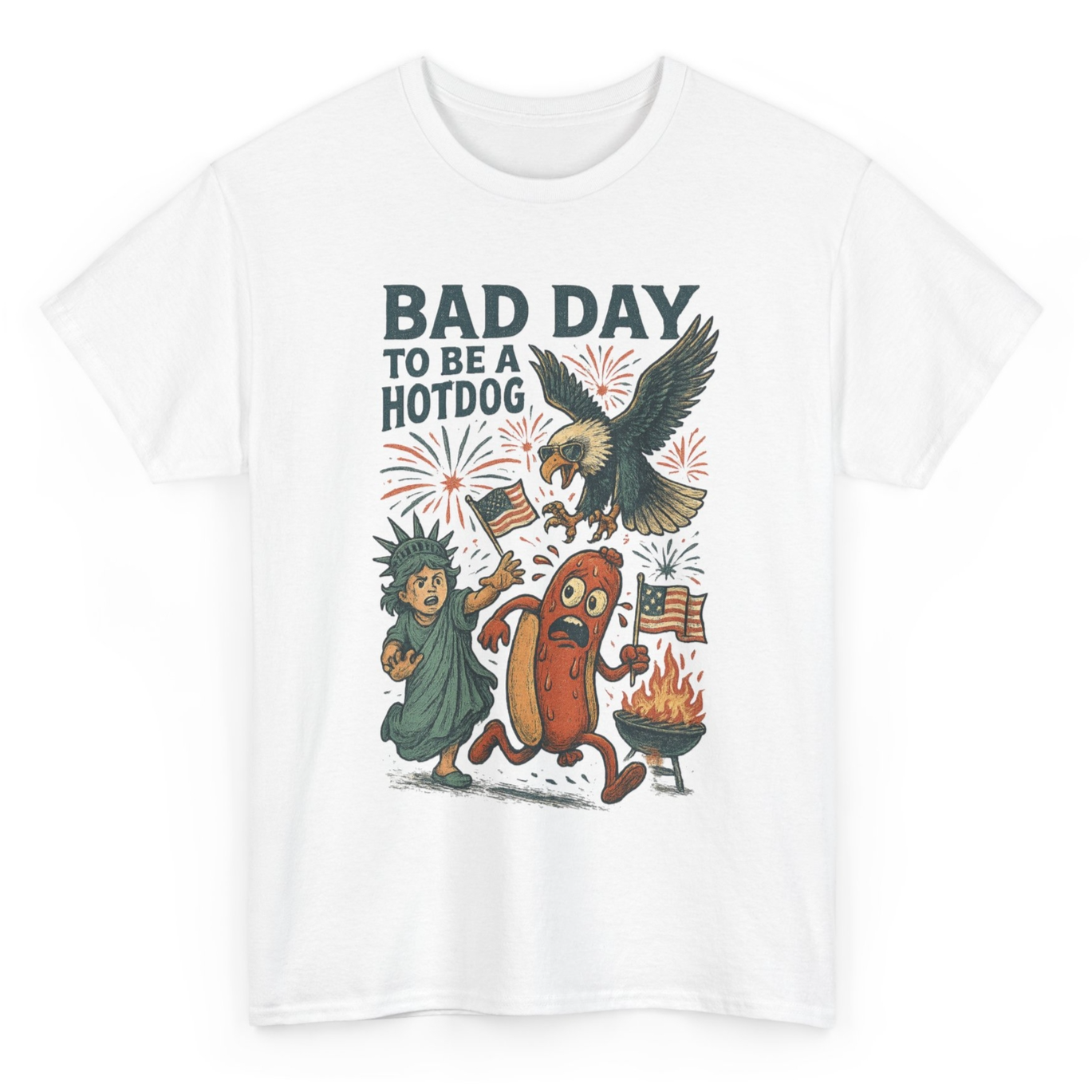 Bad Day to Be a Hotdog Shirt - Patriotic 4th of July USA Flag Novelty Tee  