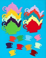 Teapot Die Cuts - Teapots w/cups, 20 -pcs. 3-1/2" x 2.5" - any color s 