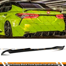 For 2018-2024 Toyota Camry SE XSE LE XLE K Style Gloss Black Trunk Spoiler Wing