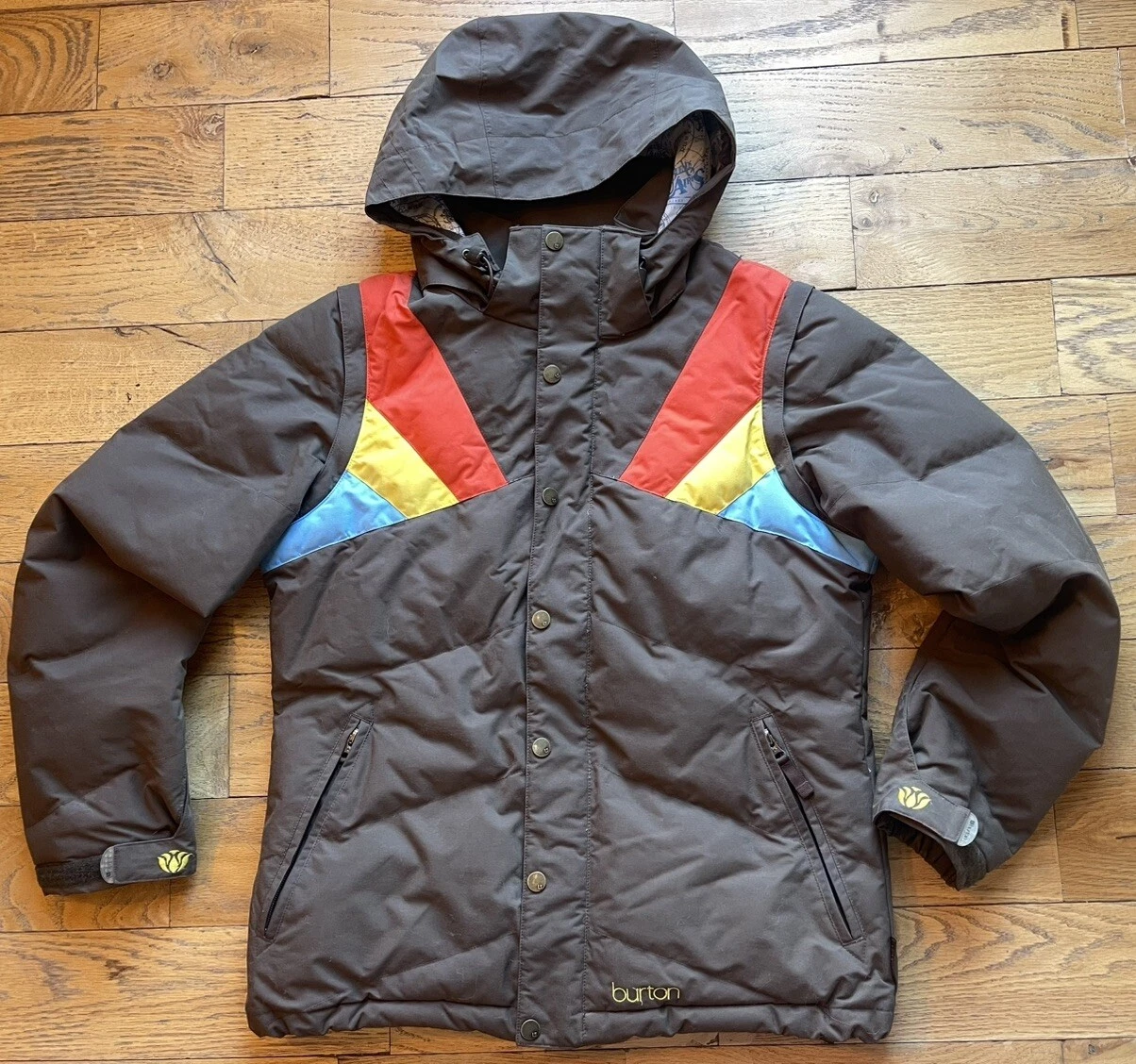 burton retro 70s zip off sleeves snap on hood jacket