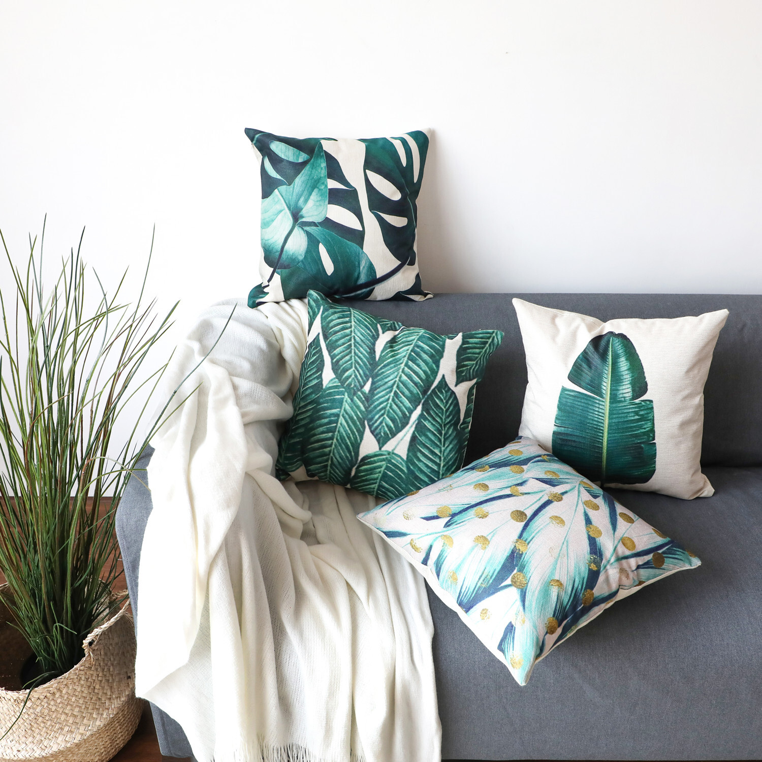 Throw Pillow Cover Set of 4 Cushion Cover Sofa Decor Pillow Case 18x18