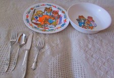 Oneida Deluxe Child Plate, Bowl  Silverware, Goldilocks  3 Bears