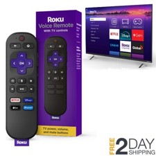 TV Remote Control with Hands-Free for Roku TV Easy Voice Search Channel Shortcut