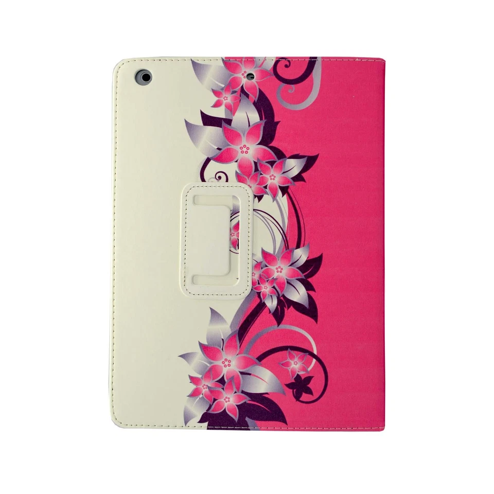 Case For Apple iPad 2 3 4 Pink Cream Flower Design PU Leather Cover - Image 3 of 4