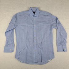 Peter Millar Dress Shirt Mens Medium / 15 Blue Check Plaid Cotton Button Up