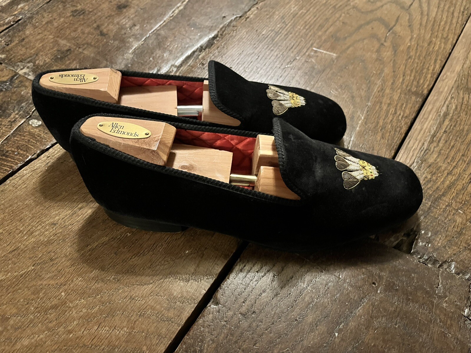 PANTOFOLA D’ORO Bowhill & Elliott Pantofole in Velluto Nero Mocassini Uomo Taglia UK 10 Panache Design