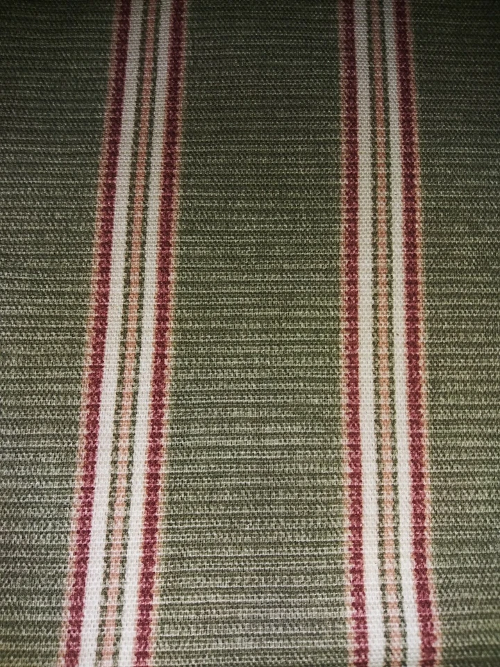 Waverly "Harvard Stripe" Ticking Stripe Green Cotton Fabric 2 yards 31" x 35" W - Image 3 of 4