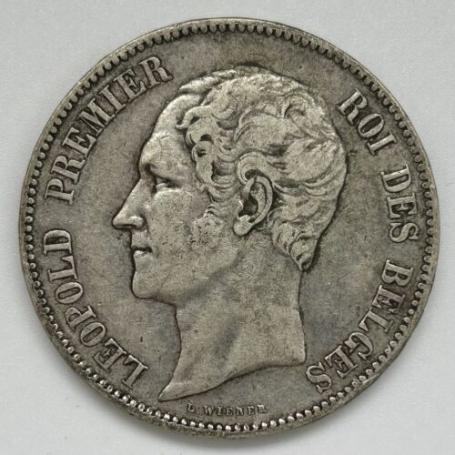 BELGIQUE - 5 Francs Léopold 1er 1849 - Tête Nue - Argent - Afbeelding 1 van 2