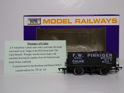 Dapol 00 FW Pinnerger Calne Wiltshire Coal Merchant RN 2 Open Wagon Box L/E Cert