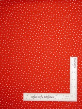 Loralie Dinky Dots Fabric By The Yard White Dot on Red Cotton Loralie Designs