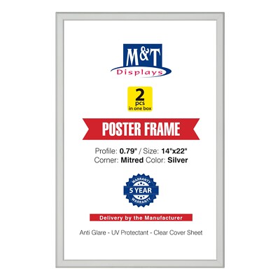 Snap Poster Frame 0.79'' Aluminum Easy Front Loading Wall Mounting 14x22 Silver