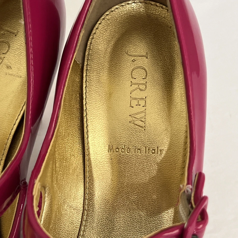 Sapatos de Salto J CREW Itália 8.5 Fuschia Rosa Patente Mary Jane Peep Toe Barbiecore - Imagem 3 de 4