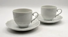 2 Vintage Kaiser Romantica Cup & Saucer Sets Germany White Ribbed