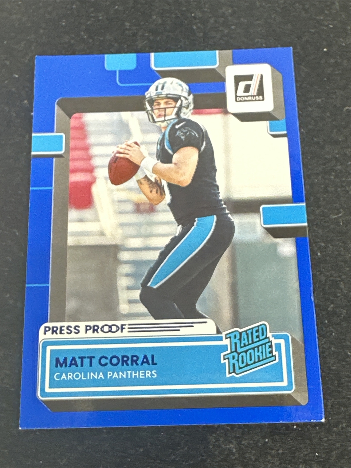 2022 Donruss Football Matt Corral Blue Press Proof Rated Rookie Card #302
