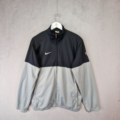 Nike Track Jacket Mens Medium Black Grey Zip Up Windbreaker Total 90 Football - Picture 1 of 14
