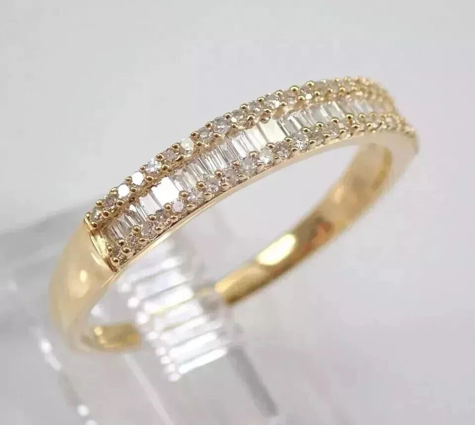 2Ct Baguette Cut Lab-Created Diamond Wedding Band Ring 14k Yellow Gold Finish - Image 3 of 4