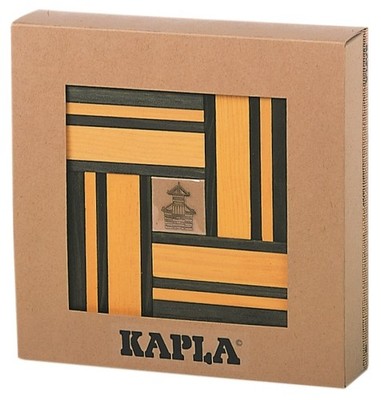 KAPLA Farbe Box mit 40 Holzbausteine gelb/grün mit Kunstbuch