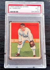 1936 DIAMOND STARS AL SIMMONS BASEBALL CARD #2 ***NO CREASES*** NICE PSA 3.5 VG+