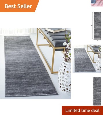 Contemporary 2'2'' x 12' Runner Rug in Grey Ombre - Ideal for Foyers & Hallways