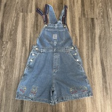 Vintage Disney Winnie the Pooh Denim Shortalls Womens Sz M Overalls