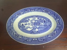 Vintage Home Laughlin Blue Willow Oval 11.5in Serving Platter