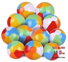 12" Beach Balls Bulk - Inflatable Swimming Pool Toys for Kids Birthday Party