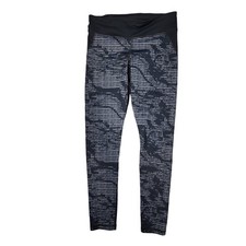 Under Armour Fitted Medium Leggings Heatgear Gray Black Print