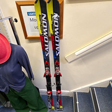 Salomon 3v Race Skis 155cm with Bindings Yellow/Black/Red/Blue