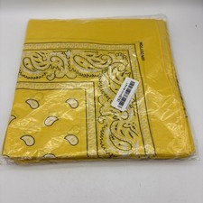 NEW 12 Lot Yellow Bandanas 100 Cotton Paisley Bandanas 22x22  Headwear Crafts