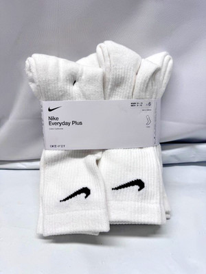 Nike Everyday Plus Cushion Drifit UNISEX Crew Socks-w 10/13- M 8-12 -WHITE*New