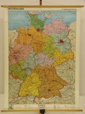 Carte Murale Scolaire BRD Et Ancienne DDR Allemagne 1990 100x133 Berlin Bayern