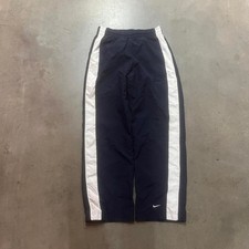 Y2K Nike men blue white stripe lined track pant baggy silver tag skate wideleg S