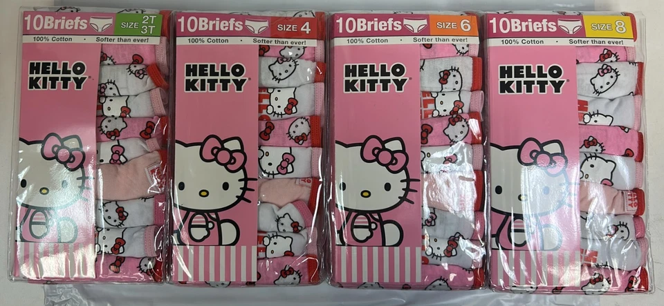 10 Pack Briefs Hello Kitty Girls Panty Multipacks 100% Soft Cotton 3t, 4, 6, 8 - Image 4 of 4