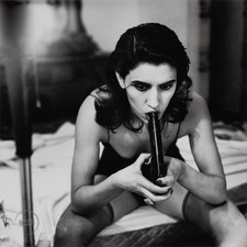 Fotografia vintage Helmut Newton stampa dramma modello femminile incisione arte 1988 tappetino 14x14