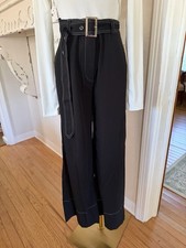 Wide Leg Trousers with White Contrast Stitching Size Medium