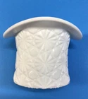 Fenton White Milk Glass Top Hat Button and Daisy Pattern Planter Vase Vintage