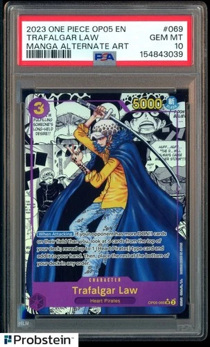 2023 One Piece OP05 EN Manga Alternate Art #069 Trafalgar Law PSA 10 GEM MINT