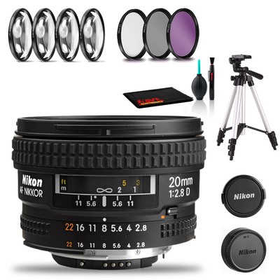 Nikon AF NIKKOR 20mm f/2.8D Lens Includes Filter Kits and Tripod