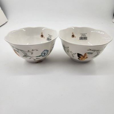 (2) Lenox Butterfly Meadow by Louise Le Luyer Rice Bowls Soup Chili
