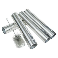 Stainless Steel Stove Pipes Kit, Wood Chimney Flue 4 Pipes, 1 Brush