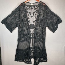 Kimono Duster Womens 2XL 3XL Black Sheer Lace Fairy Witchy Whimsigoth