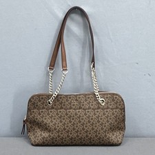 DKNY Bryant Park Monogram Handbag Womens Tan Brown Gold TZ Satchel Preppy Career