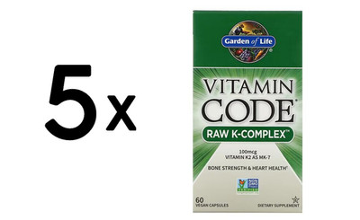 5 x Garden of Life Vitamin Code RAW K-Complex - 60 vcaps (472,69 EUR/kg)