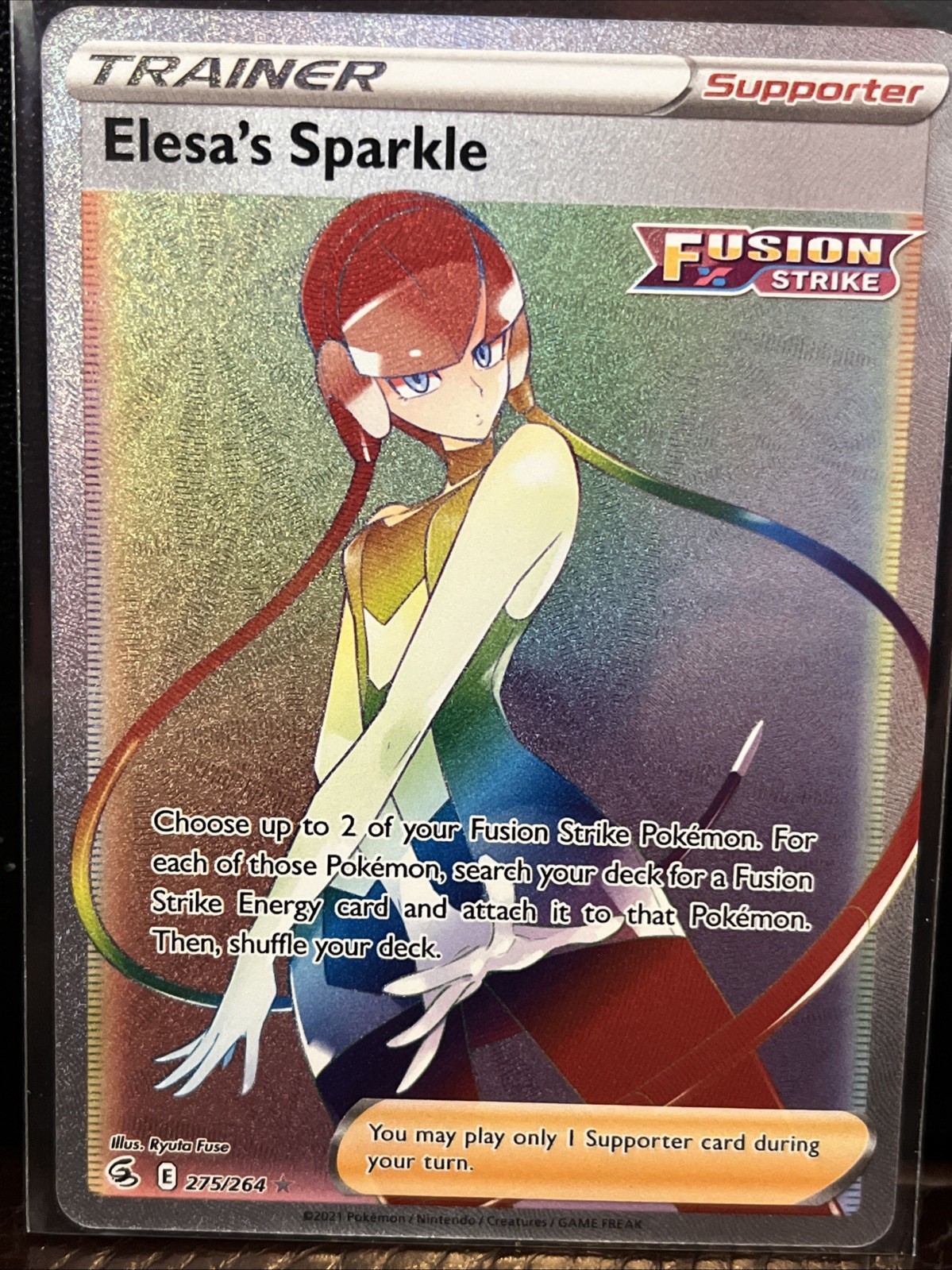 Pokémon Fusion Strike Elesa's Sparkle Secret Rare Trainer Card 275/264 NM