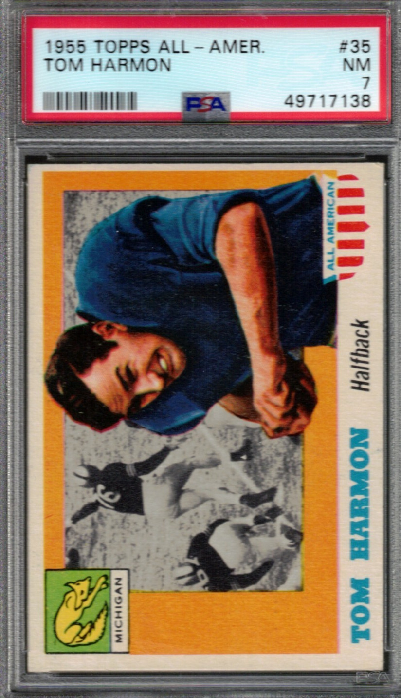 1955 TOPPS ALL-AMER. #35 TOM HARMON PSA NM 7