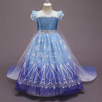 Eiskönigin Frozen Elsa Prinzessin Kleid Kinder Mädchen Partykleid Cosplay Kostüm