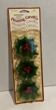 Floating Candles Holly Leaf Winter Pine 3 pk NOS 1996