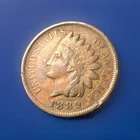 1889 Indian Head Cent Penny AU Full Liberty
