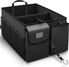 Collapsible Trunk Organizer - Storage, Multi-Compartment, Black Black